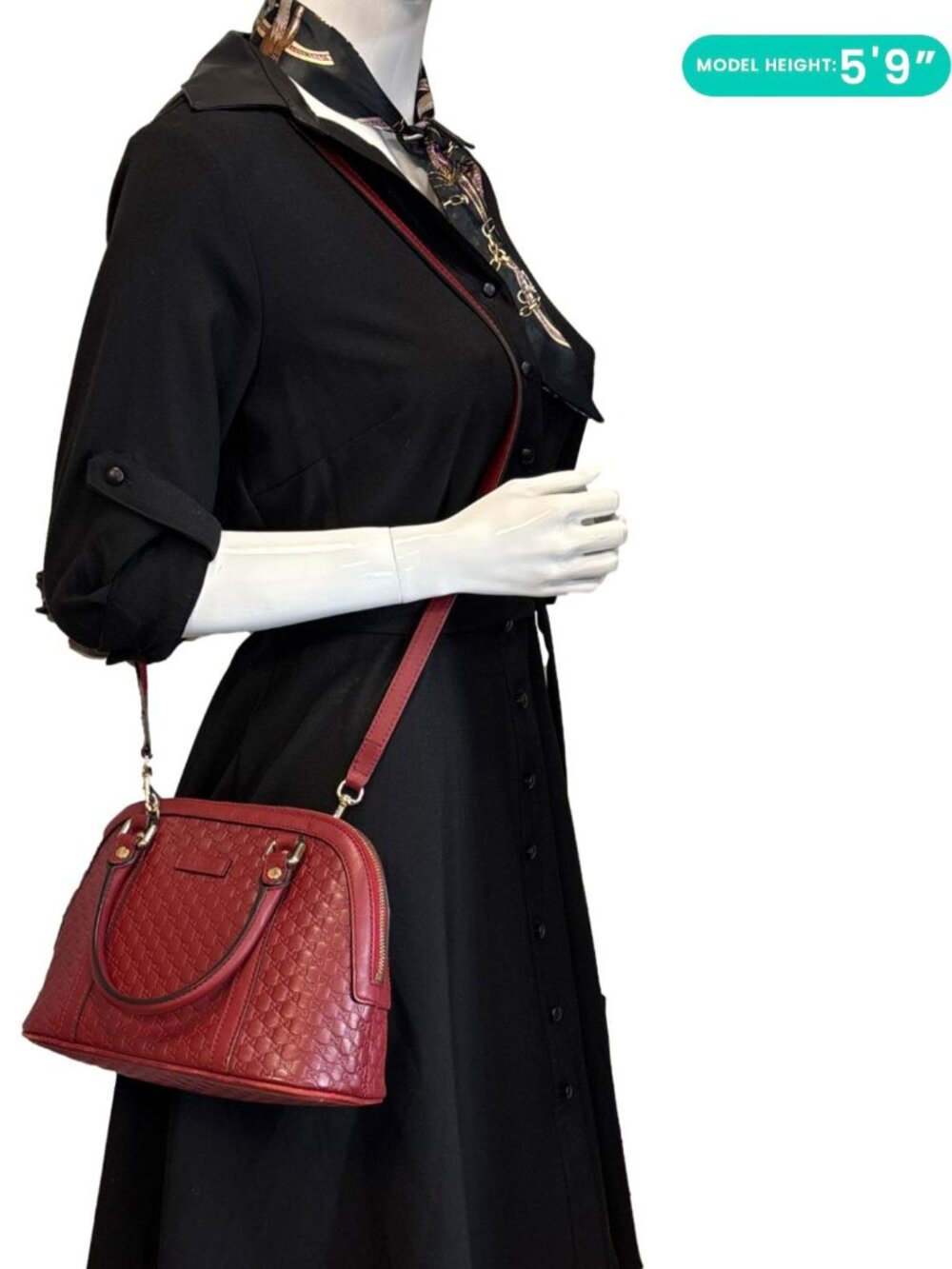 Gucci  Dome Mini Embossed Leather Crossbody Bag Red 449654 - Picture 2 of 13